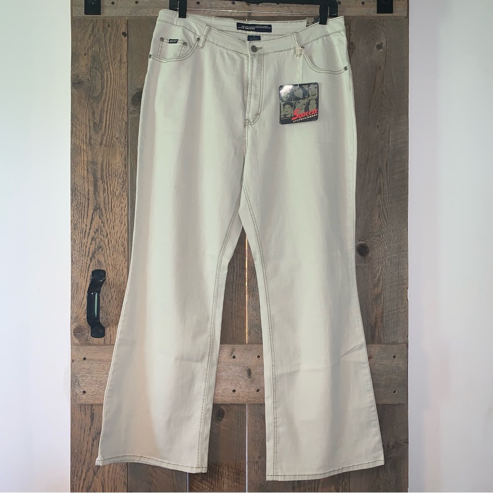 Women’s 18 SQUEEZE Stephen Hardy Bleached Denim Flare Leg 5 Pocket Jeans NWTS